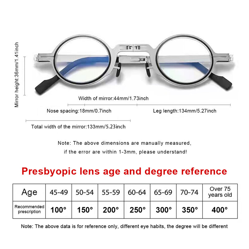 Óculos de leitura masculinos dobráveis para jornais óculos sem parafusos, lente de resina portátil, presente de aniversário quadrado e redondo, novos
