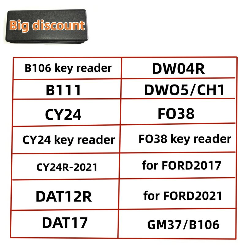 Lishi-Lecteur de clé 2 en 1 B106 B111 CY24 CY24R-2021 DAT12R DAT17 DW04R DWO5 FO38 CH1 pour FORD2017 pour FORD2021 GM37 B106