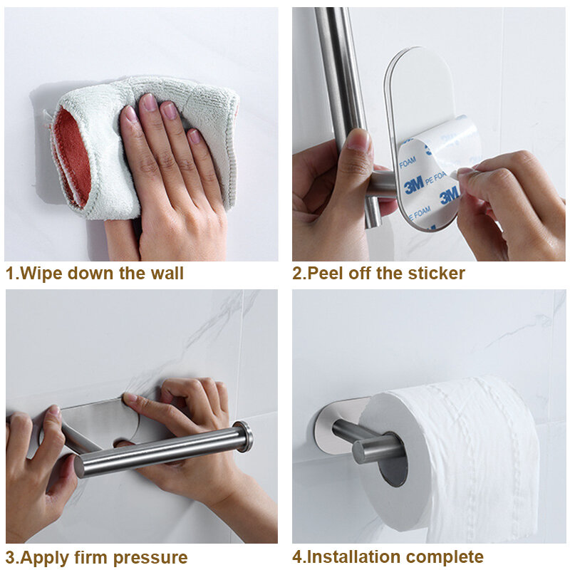 Uchwyt na ręcznik papierowy ze stali nierdzewnej pod szafką klej uchwyt na papier toaletowy wydłużyć wieszak na bibułkę do łazienki w kuchni