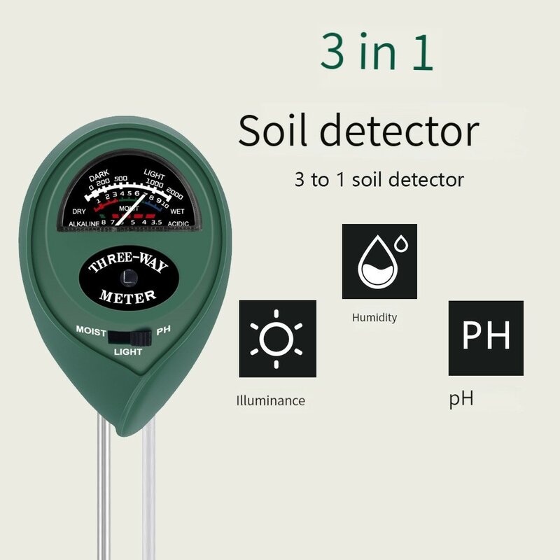 Probador de suelo medidor de humedad del suelo medidor de pH del suelo flores y plantas Detector de suelo tres en uno