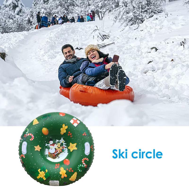 Christmas Ski Ring Outdoor Snow Tube Inflatable Skiing Tube 42 Inch Outdoor Snow Tube Inflatable Skiing Tube For Men Adults Kids