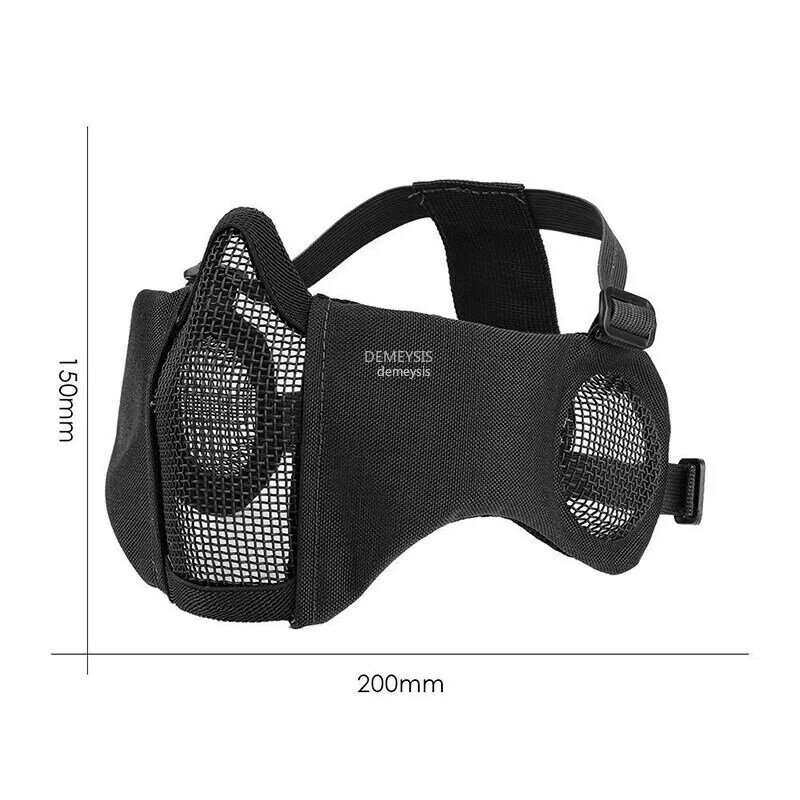 Tactical Metal Steel Net Mesh Mask Hunting Half Face Ear Protection Masks Airsoft Camouflage Guard Mask