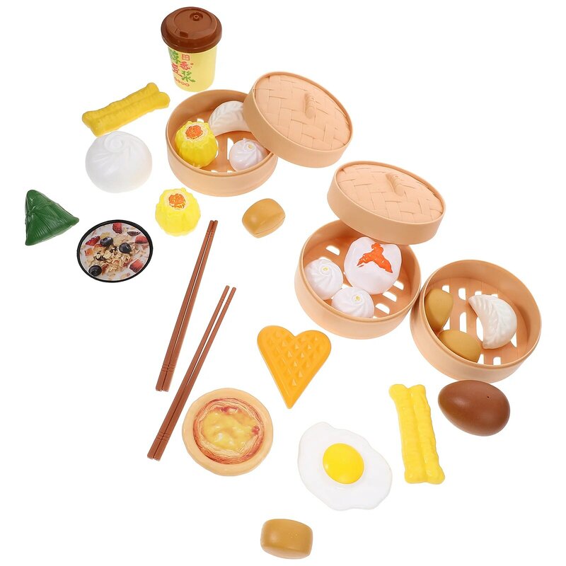 Juguetes de cocina para niños pequeños, bollos de vapor falsos divertidos, juguetes de cocina para niños pequeños, 29 piezas/2 juegos