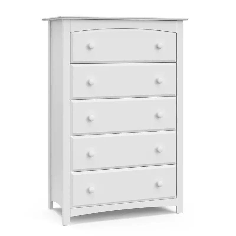 5 Drawer Dresser (White) for  Bedroom,Nursery Dresser Organizer,Chest of Drawers with 5 Drawers,Universal Design for Bedroom
