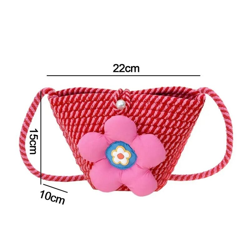 Borsa a tracolla per bambini con fiore 3D borsa da spiaggia estiva colorata a forma di conchiglia di moda borsa in tessuto di cotone fatto a mano