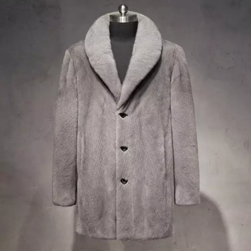 AYUNSUE-abrigo de piel de visón Real para Hombre, Parka cálida de lujo, chaquetas de piel de visón de longitud media, abrigo de invierno, Hiver SGG732
