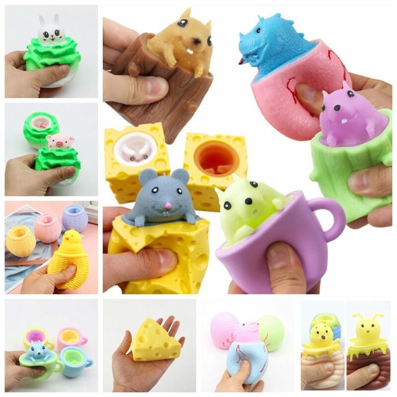 Tea Cup Squirrel Pop Up Mouse and Cheese Mouse and Cheese Cabbage Rabbit Multiple Types Cartoon Design Practical Jokes