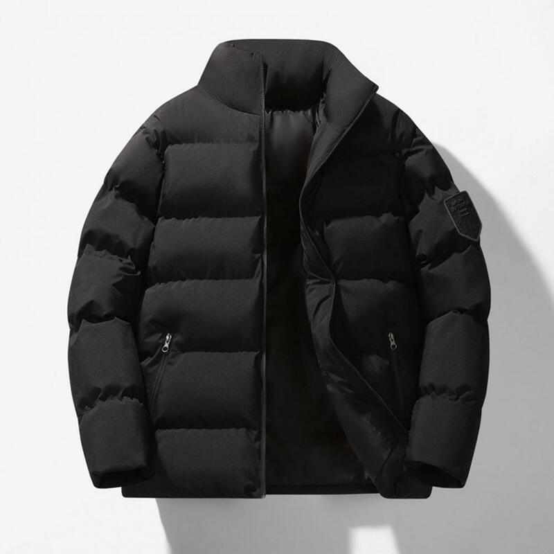 Winter Down Coat Men's Winter Cotton Coat with Thick Padding Windproof Cold Resistant Stand Collar Neck Protection for Cold