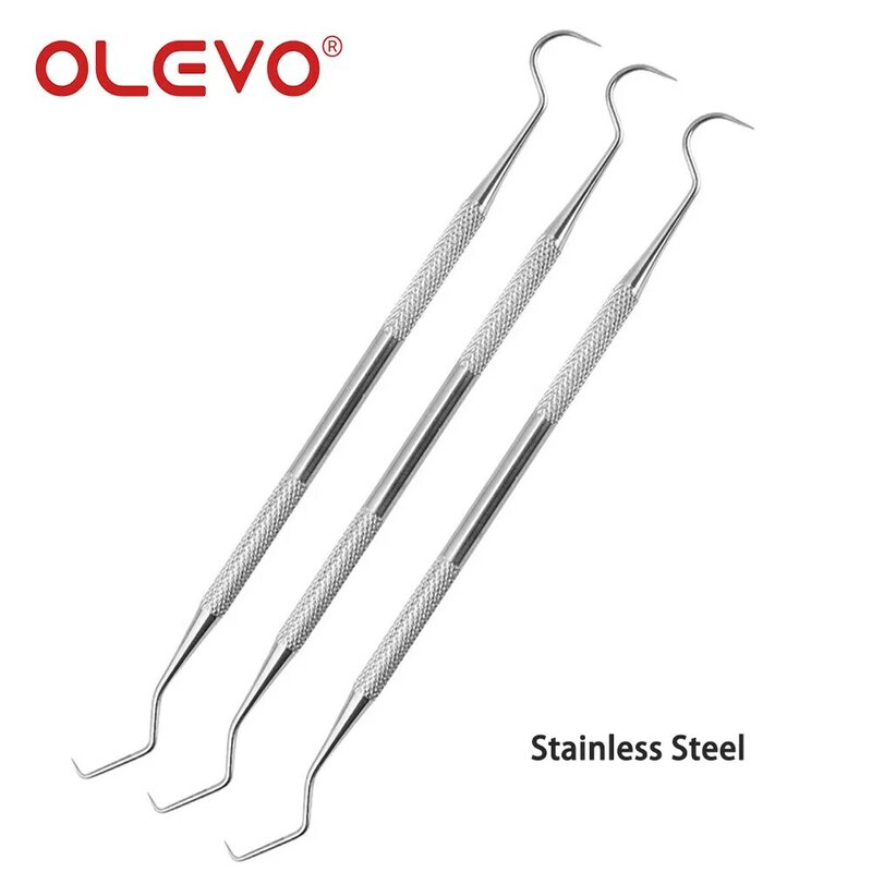 OLEVO 3/5 buah alat pemeriksa gigi, kebersihan mulut dua ujung bahan baja tahan karat untuk dokter gigi membersihkan noda gigi