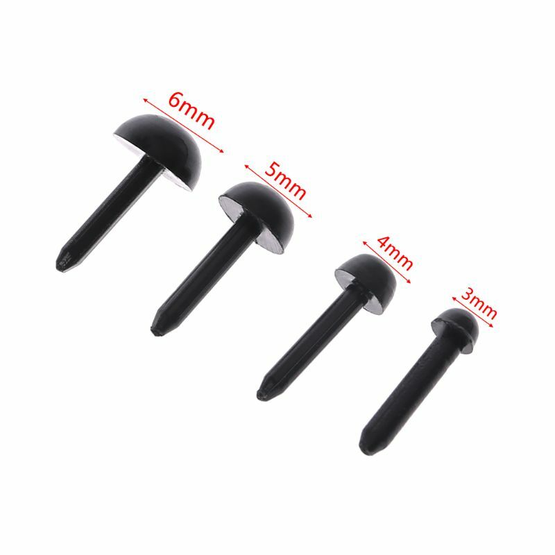 100Pcs 3mm/4mm/5mm/6mm DIY for Doll Puppet Plastic Black Pin Safety Eyes For Han