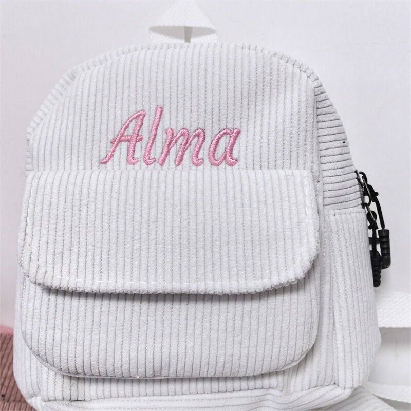 Mini Size Corduroy Backpack Solid Color Personalized Name Women's Outdoor Bag Unique Birthday Gift Small Size Backpack with Name