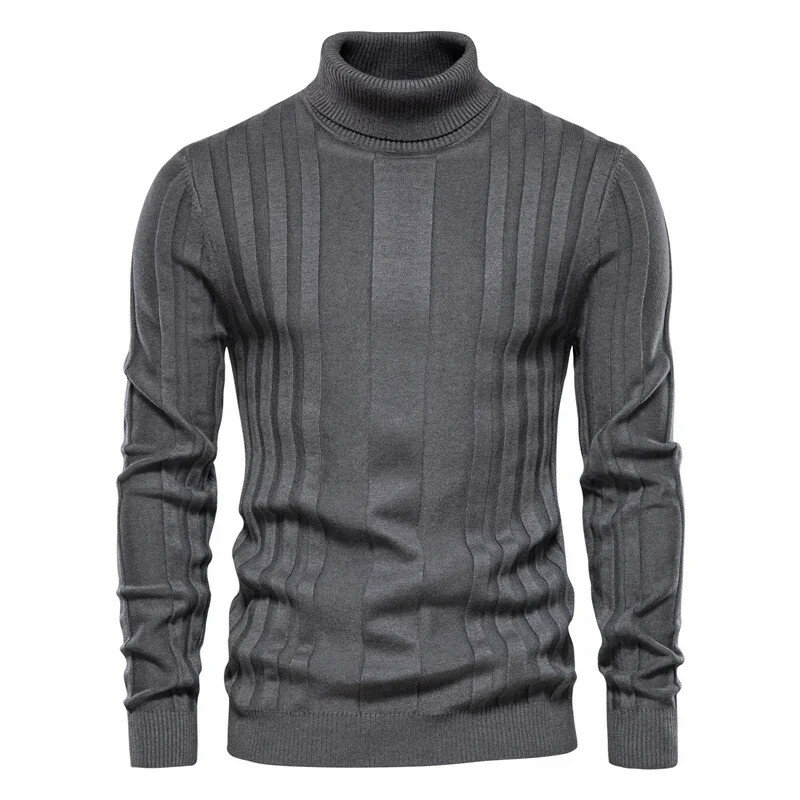 Новинка Весна 2024, высококачественный мужской свитер, брендовый свитер с длинным рукавом и высоким воротом, теплый удобный пуловер для мужчин, блузка, одежда