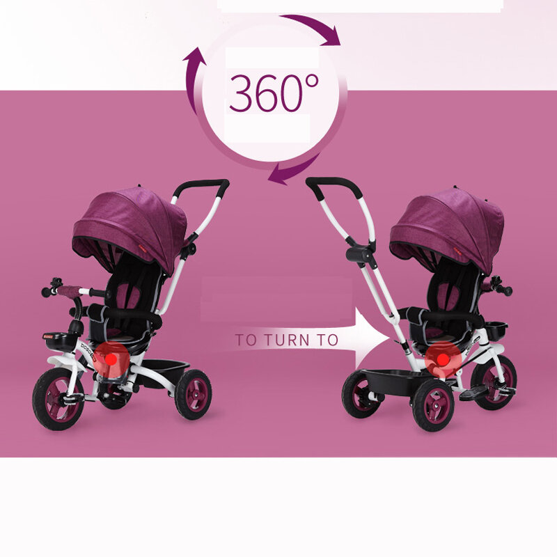 Triciclo para niños de 3 a 5 años, diseño plegable y asiento giratorio