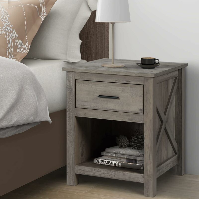 Dresser for Bedroom - Wooden Dresser with 6 Drawers, Double Dresser, Brown / Grey Oak Storage Drawer Cabinet, Bedroom Furniture