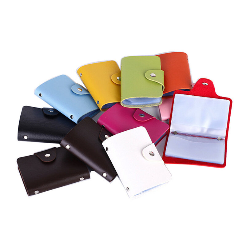 1pc PU Multifunktionale 24-bit Karte Tasche Tragbaren ID Karte Kreditkarte Visitenkarte Lagerung Tasche Candy Farbe junge und Mädchen Brieftasche