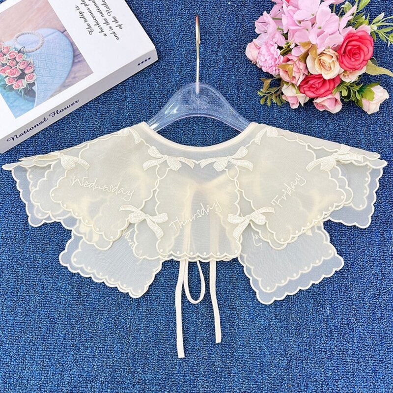 Organza Embroidery Women's Lace Collar New Clothing Accessories Double Layer Detachable Shirt Collar Insignia