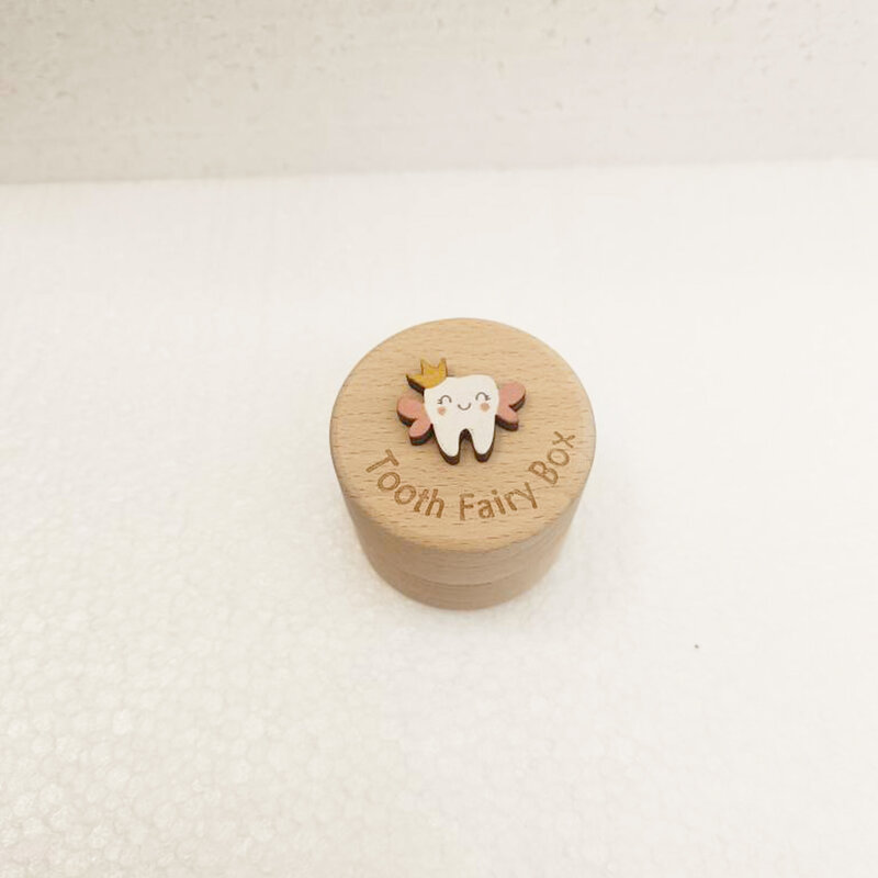 Caixa de lembrança de dente de bebê Caixa de coleta portátil Caixa de madeira do bebê Caixa de fada Caixa de dente para crianças Presente de aniversário