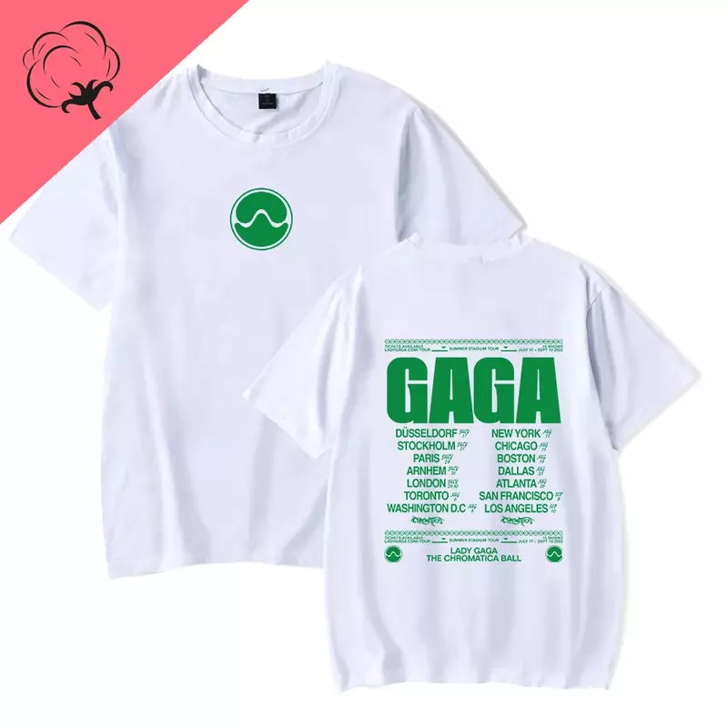 T-shirt à manches courtes pour hommes et femmes, col rond, 2023 coton, Lady Gaga, The DNomatica Ball Tour, nouveaux vêtements, 100%