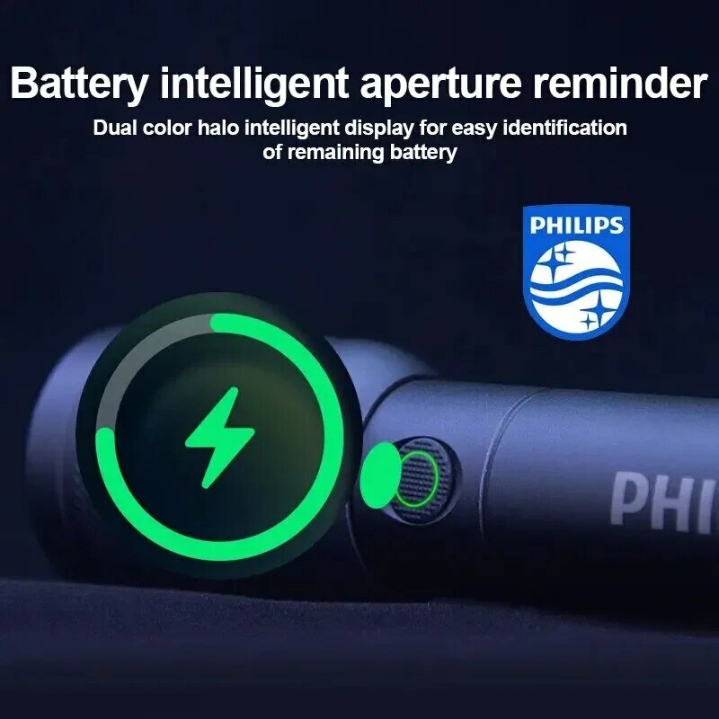 Philips ไฟฉายซูมออปติคอลแบบพกพาไฟฉายซูมออปติคอล Type-C พร้อมโหมดแสง4โหมดสำหรับการป้องกันตัวเองไฟฉายตั้งแคมป์