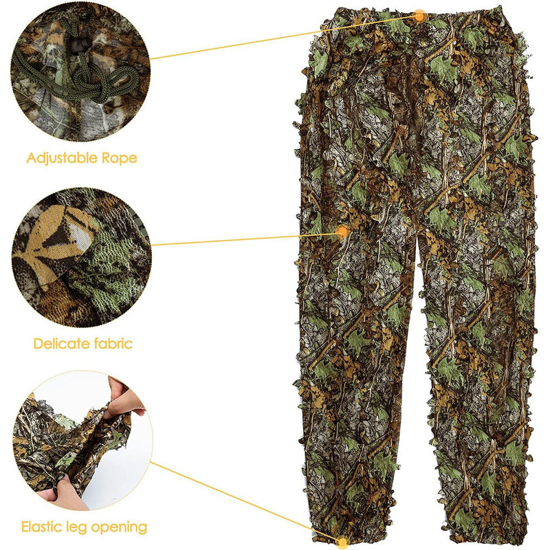 Ghillie Suit Men Women Kids 3D Leafy Bionic Camouflage Hunting Clothing CS Shooting Suit Tactical Military Combat Clothes Set