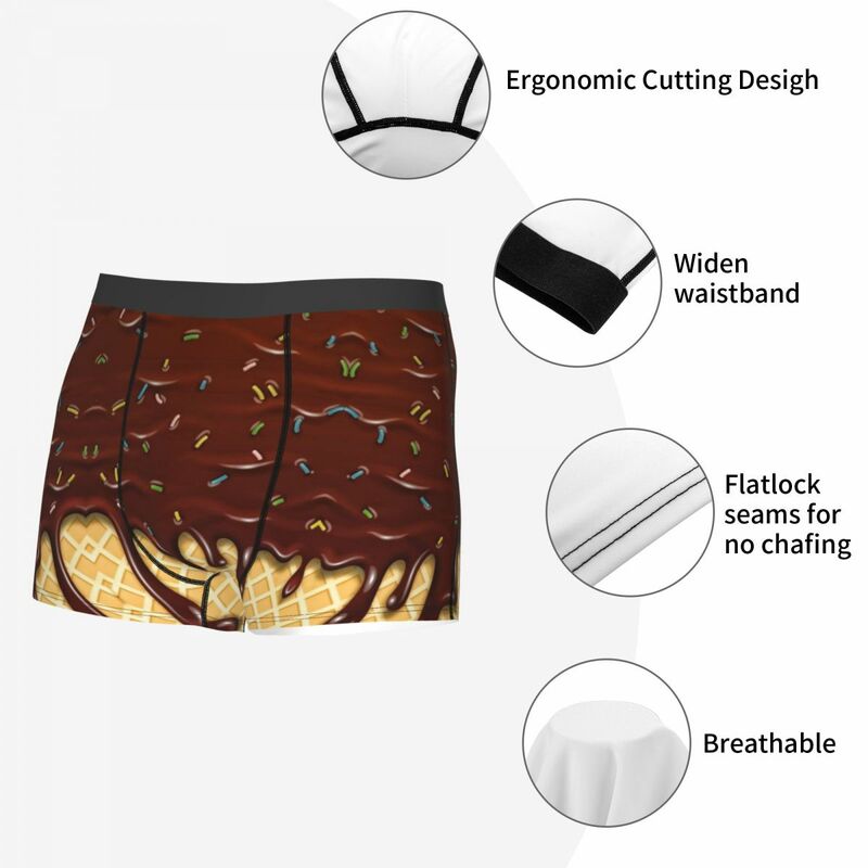 กางเกงในบ็อกเซอร์สำหรับผู้ชายทำไอศครีมช็อคโกแลตสุดเท่ชุดชั้นในพิมพ์ลาย3D ระบายอากาศได้ดีไอเดียของขวัญคุณภาพสูง