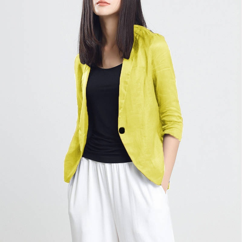 Chaqueta informal de un solo botón Para Mujer, abrigo liso Para oficina, Harajuku, moda coreana, elegante, nuevo, 3XL