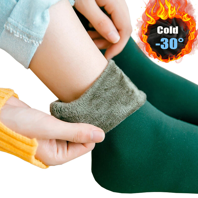 3 Pairs Verdicken Winter Warme Frauen Socken Einfarbig Thermische Socken Weiche Plus Samt Socken Casual Schnee Socken Hause Boden schwarze Socke