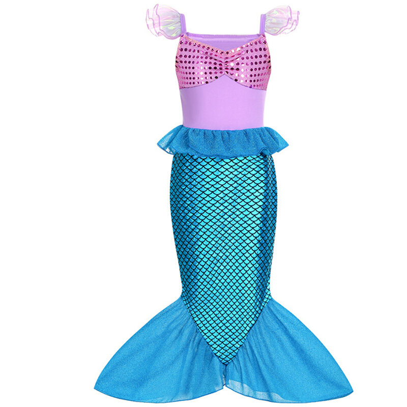 3-10Y Children Dress Mermaid Birthday Party Dress Girl Mermaid Costume Carnival Anime Cosplay Outfits Kid Fantasy Disguise Dress