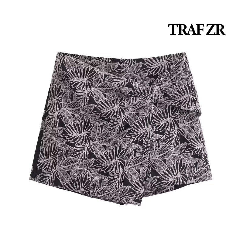 TRAF ZR rok wanita gaya Korea, rok seksi Vintage asimetris, Rok wanita gaya Korea, rok musim panas Harajuku pendek
