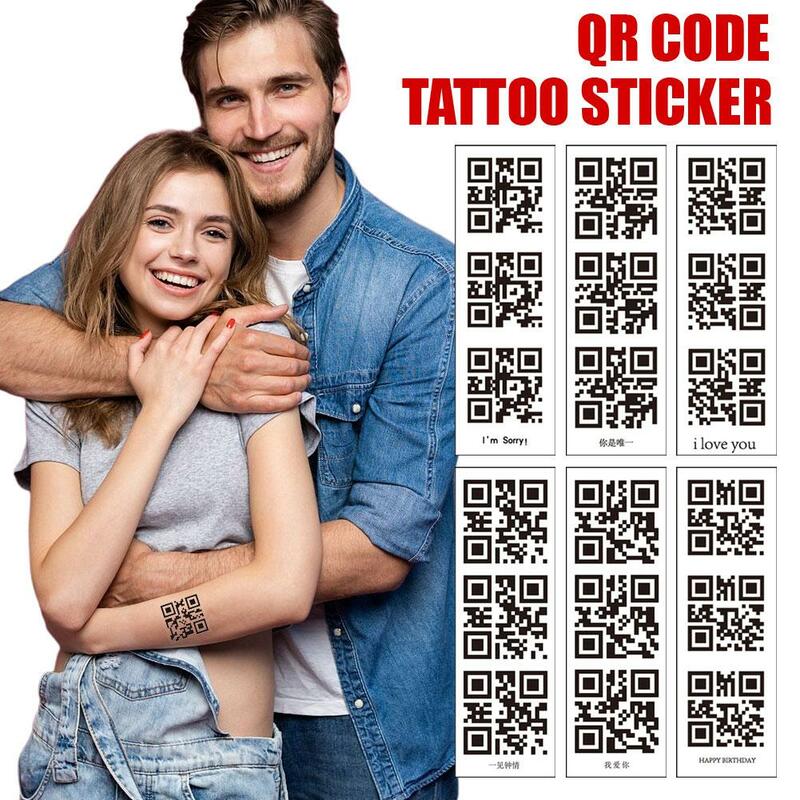 남녀공용 임시 문신 스티커, 크리에이티브 러브 QR 코드, 스캔 코드, 깜짝 고백, 방수 가짜 문신