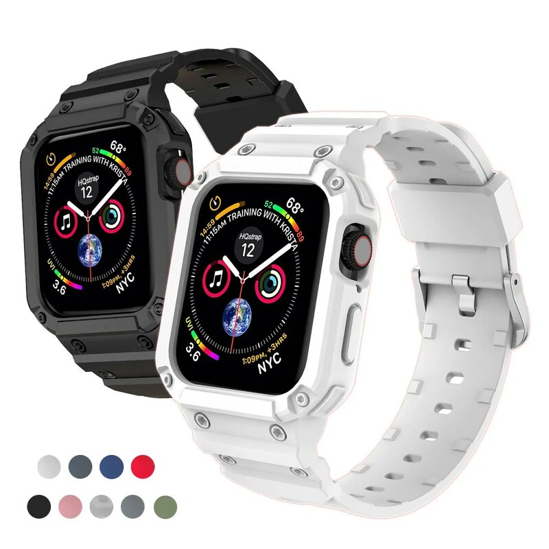 Funda para Apple Watch, banda de 44mm, 45mm, 49mm, 42mm, 40/38, Iwatch 7, 8, 6, 5, 4 SE, cubierta protectora de TPU, pulsera de silicona