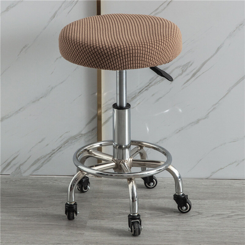 Milk Silk Round Stool Cover Soft Comfortable Solid Color Simple Home Office Conference Four Seasons Stretch Bar Chair Set