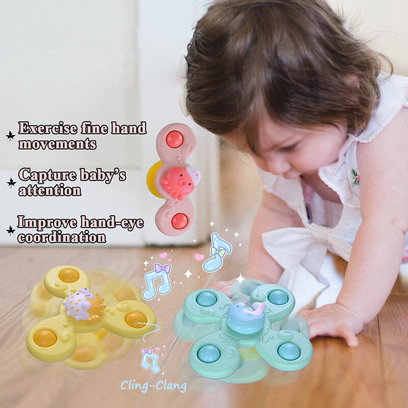 1 pz cartone animato insetto rotante sonaglio giocattoli per bambini per 0-36 mesi Finger Spinner giocattoli educativi giochi per bambini giocattoli da bagno per bambini