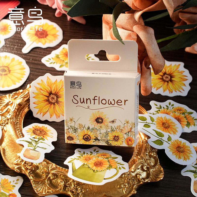 12 paquetes/lote de pegatinas autoadhesivas DIY de decoración creativa de la serie sunflower