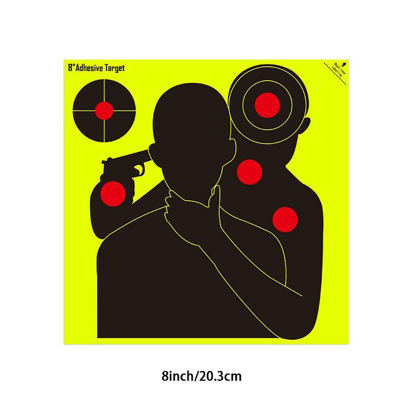 Stiker Target tembak, 10 buah stiker latihan rentang perekat 8 inci Target pembidikan, Stiker perlengkapan latihan warna neon
