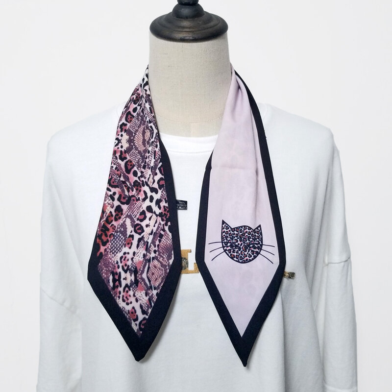 Spring Small Silk Heaband for Women Fashion Choker Girl Design Neck Scarf Skinny Bandana Decoration