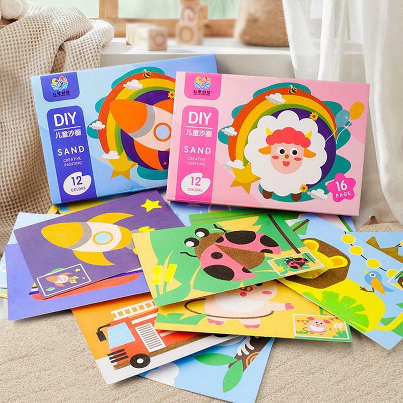 Creative DIY Sand Painting Kids Montessori Toys Children Crafts Colour Sand Art Pictures Drawing Paper Educational Toys