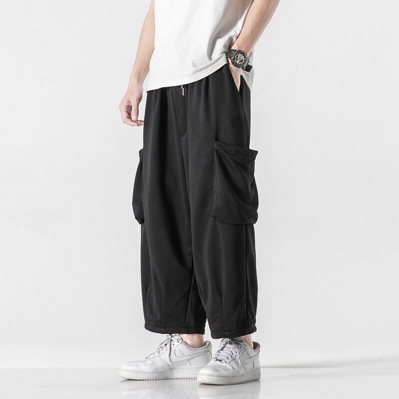 Fashion Cargo Pants Men Side Pocket Men Haren Pants Harajuku Style Overalls Male Elastic Waist Jogger Sweatpants New M-3XL