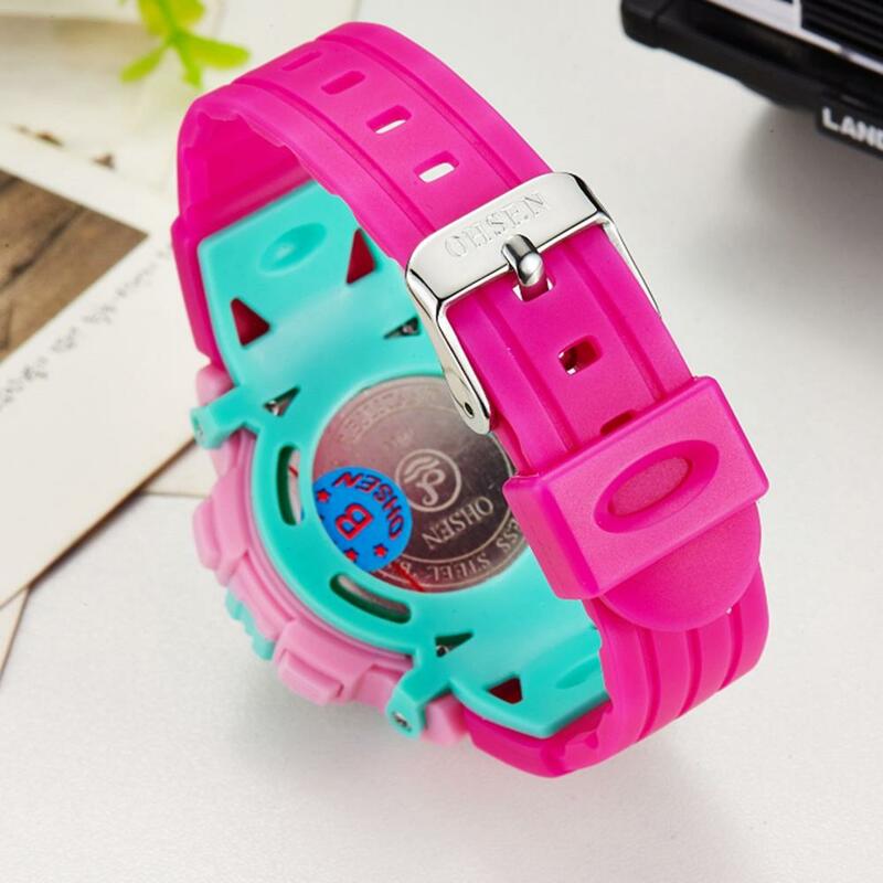 Ohsen นาฬิกาสำหรับเด็กที่มีสีสันการ์ตูนนาฬิกากันน้ำจับเวลานาฬิกาอิเล็กทรอนิกส์นำ Jam Tangan Digital สำหรับเด็กเด็กหญิงเด็กชาย