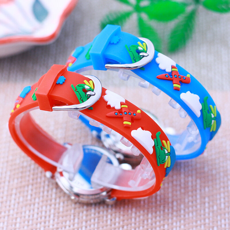 Chaoyada Fashion Children Boys Girls Cartoon Plane Toys Watches Little Kids Students Silicone Strap Waterproof Electric Watches
