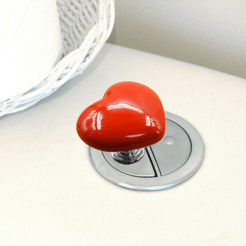 Botão em forma de coração para vaso sanitário, botão de imprensa criativa, moda auxiliar, botão amor, interruptor para banheiro, banheiro e quarto, 2PCs