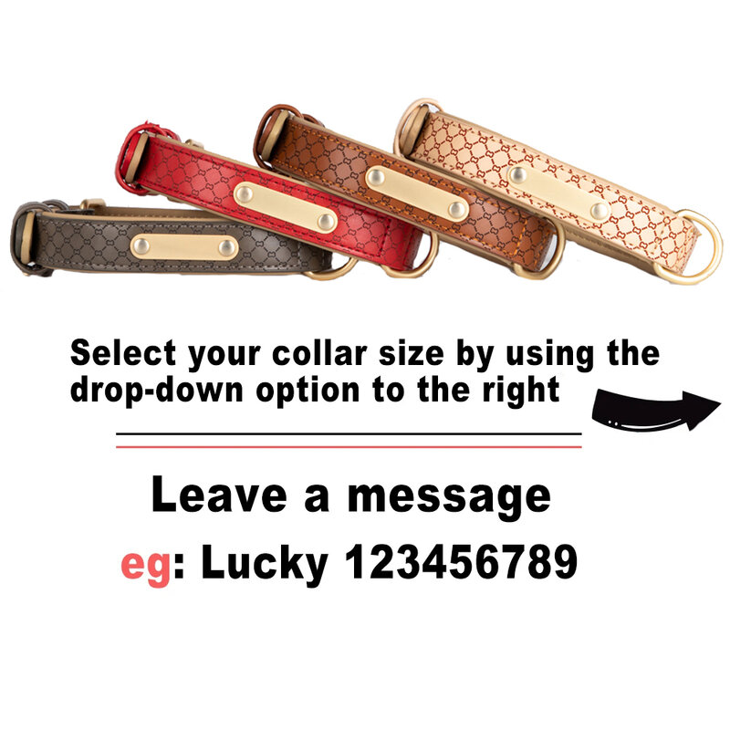 Custom Dog Collar for Small Large Dog Engrave Name ID Tag Pet Luxury Collar Personalized Soft Puppy Collar for French Bulldog