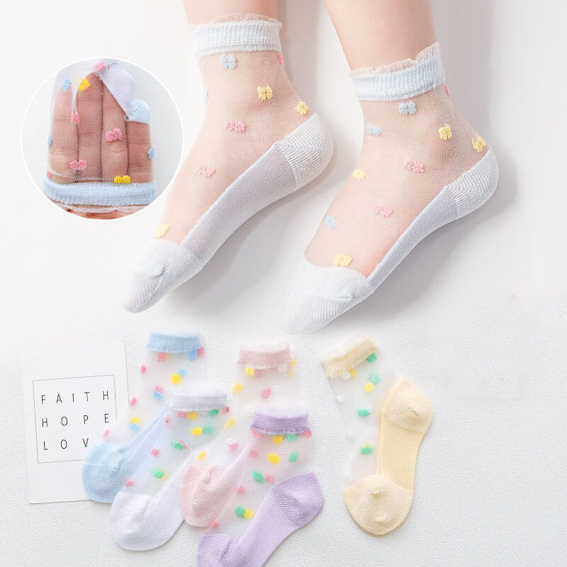 5 paare/los Mädchen Socken Kinder Sommer Baumwolle Spitze Mesh Blumen dünne kurze Socken für 1-12y Baby weiche atmungsaktive Prinzessin Socken