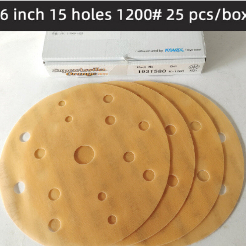 Tpaitlss 25 Pcs Japan KOVAX 6-Inch 15-Hole Sandpaper Round Soft frosted paper car paint surface polishing grinding flocking