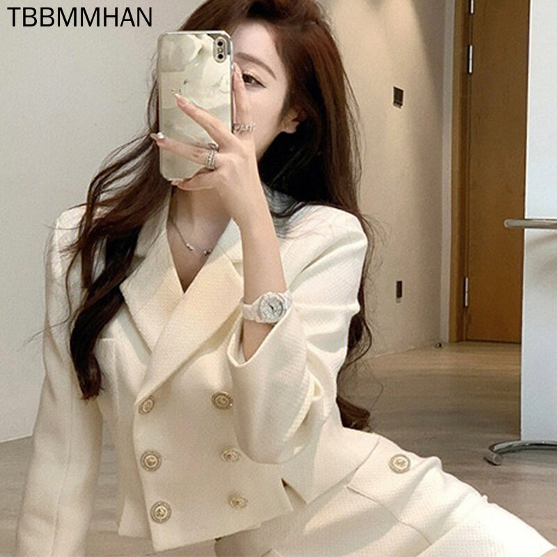 2023 Spring and Autumn French Fashion Small Fragrance Suit Women's New Suit Coat Wrapped Hip Half-length Dress Two-piece Set