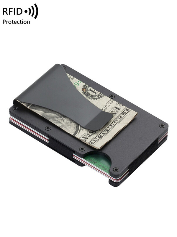 Portefeuille RFID en aluminium pour homme, porte-cartes, étui en métal, LOGO personnalisé, RFID mince, minimaliste, blocage, 2023