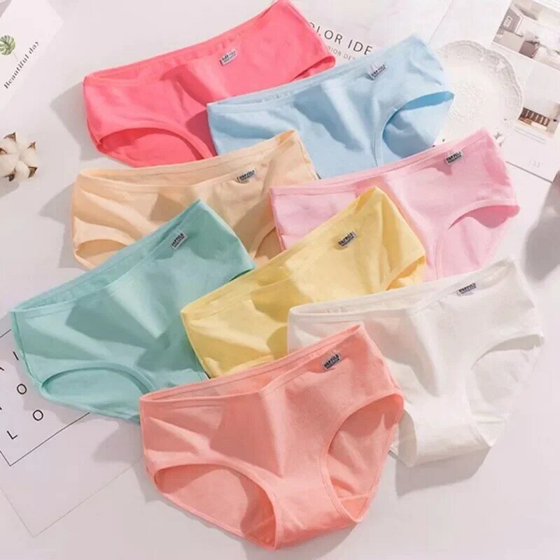 4Pcs/Lot WomenTeenage Panties 10-16Years Underwear Children Cotton Kids Girls Solid Color Sport Colorful
