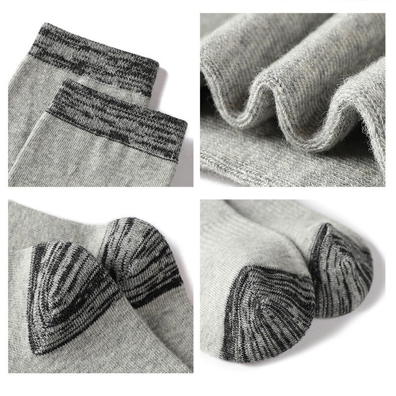 Chaussettes de dehors 100% Coton pour Homme, sulf, Noires, Blanches, Grises, Collection Automne-Hiver, 5 Paires/Lot