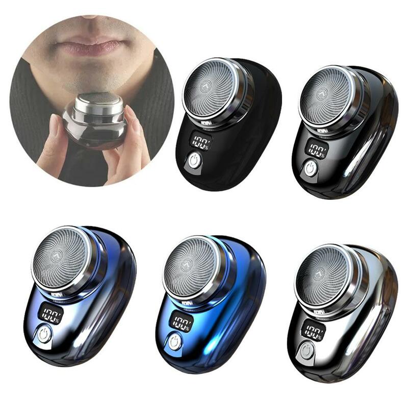 Mini Electric Razor Shaver for Men Vehicle Mounted Shave with Digital Display Cordless Travel Pocket Shaver Face Beard Trimmer