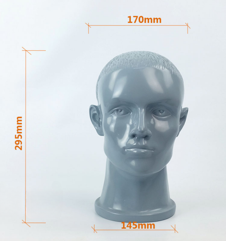 57 Cm Plus Size Glasvezel Mannelijke Mannequin Hoofd Voor Pruik Hoed Glazen Headset Display